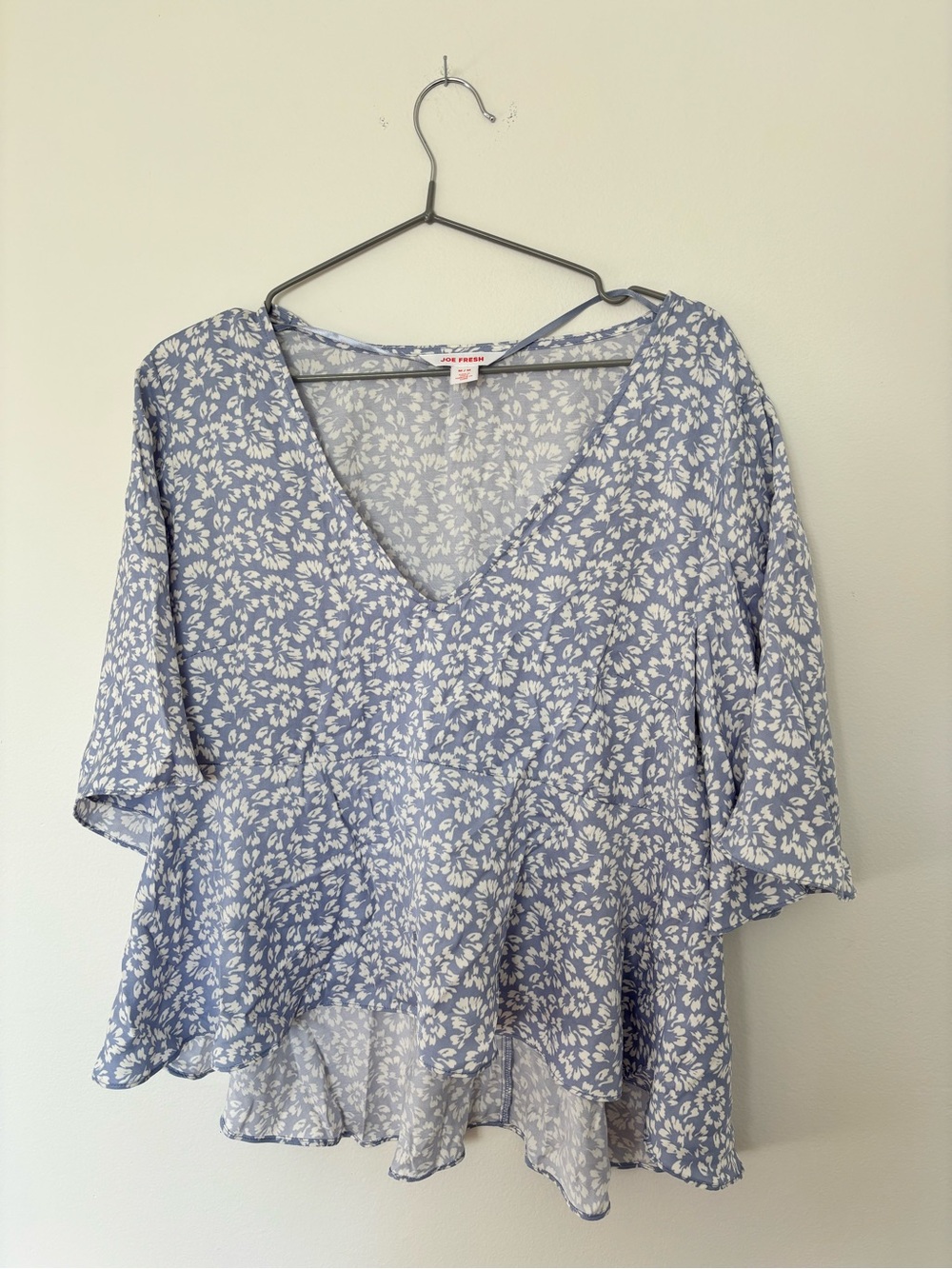 Joe Fresh Light Blue Floral V-Neck Tunic